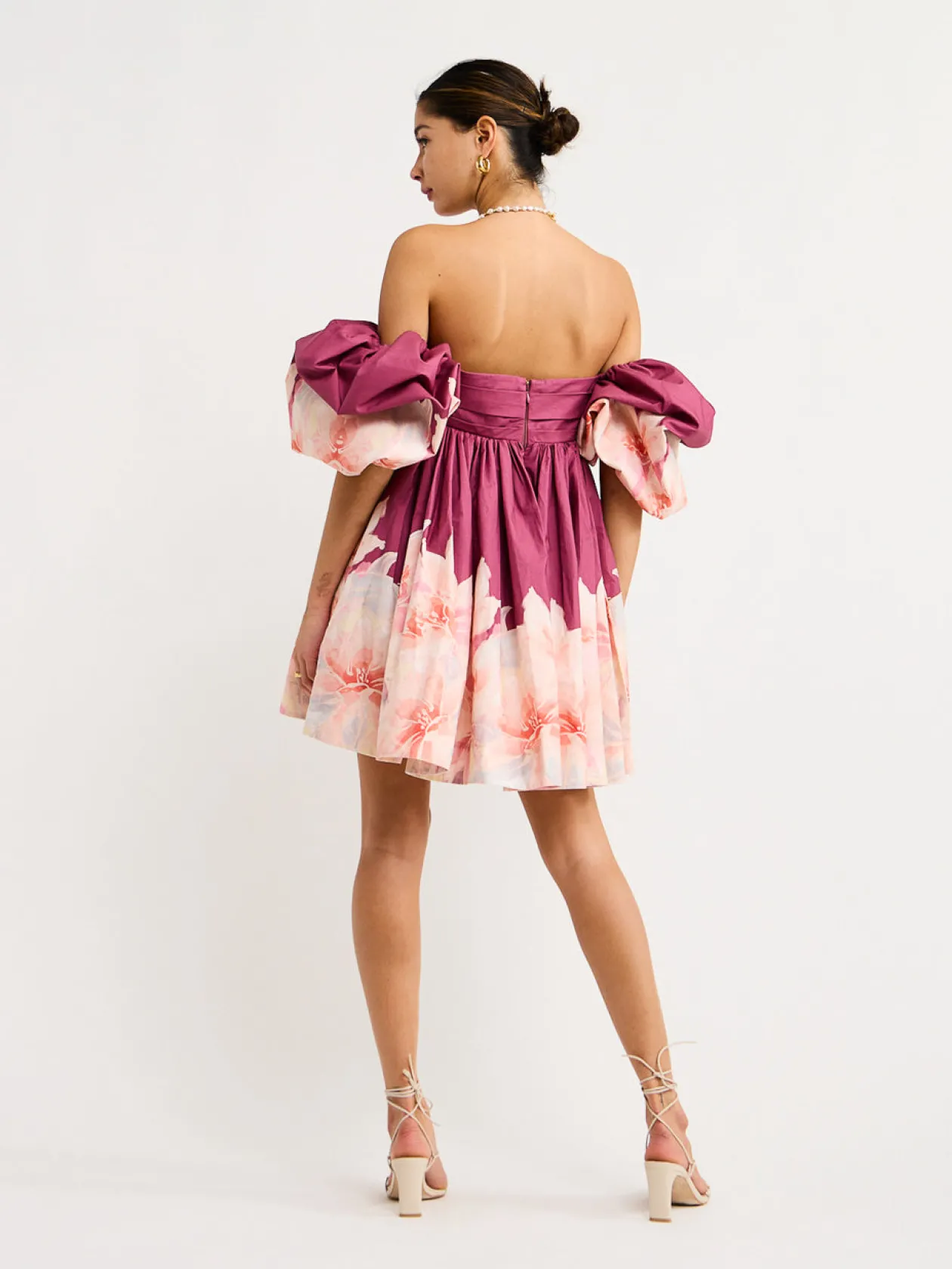 Best Eloise Puff Sleeve Mini Dress In Orient Print In Hibiscus Women Dresses