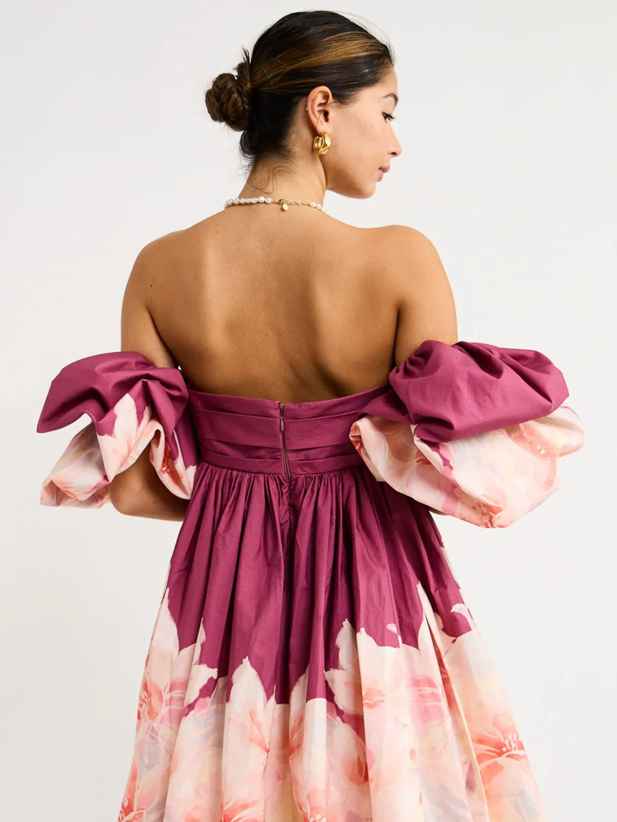 Best Eloise Puff Sleeve Mini Dress In Orient Print In Hibiscus Women Dresses