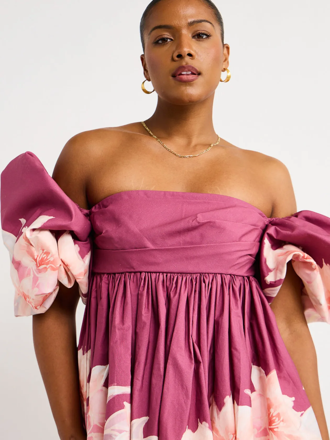 Best Eloise Puff Sleeve Mini Dress In Orient Print In Hibiscus Women Dresses