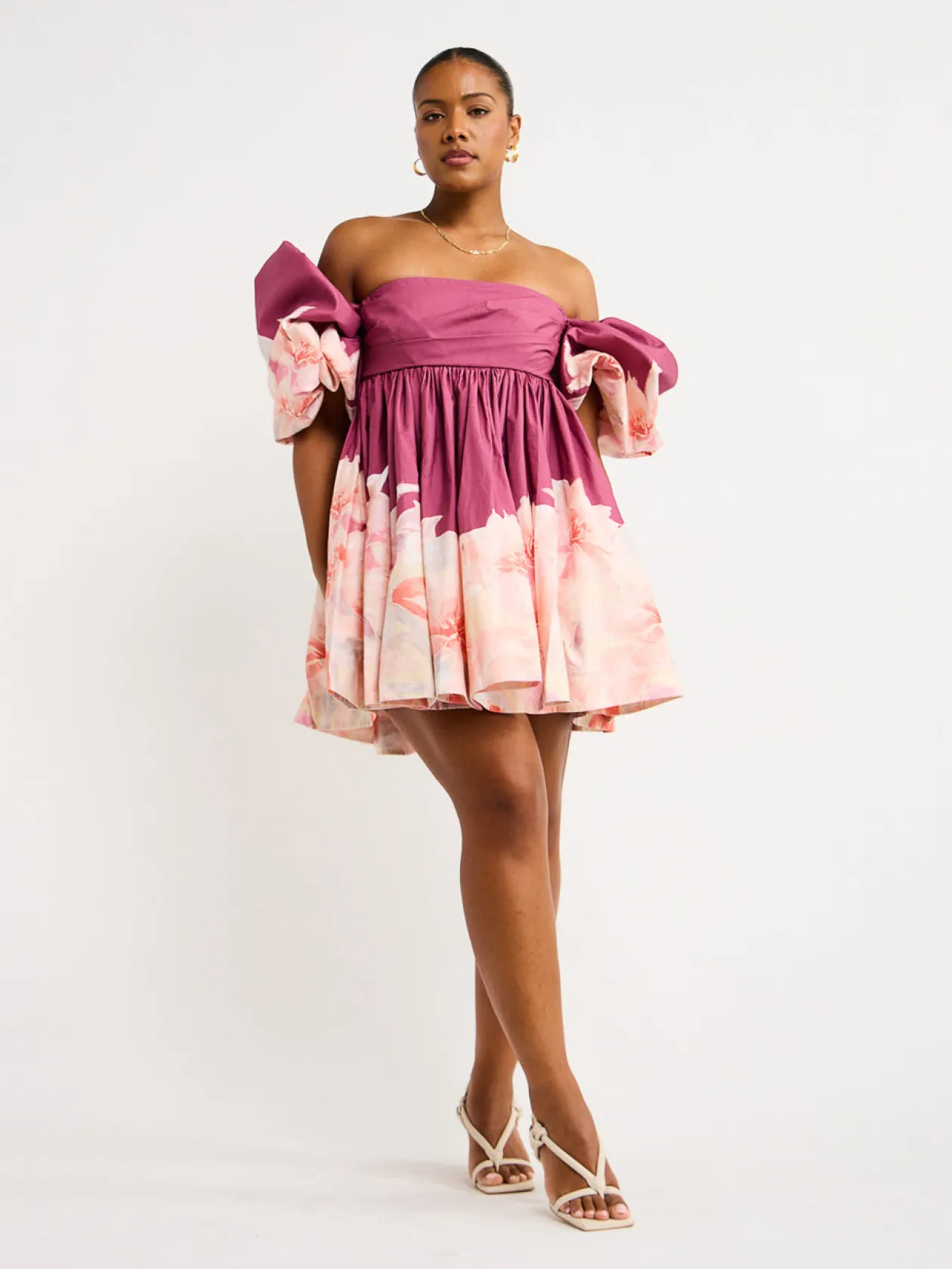 Best Eloise Puff Sleeve Mini Dress In Orient Print In Hibiscus Women Dresses