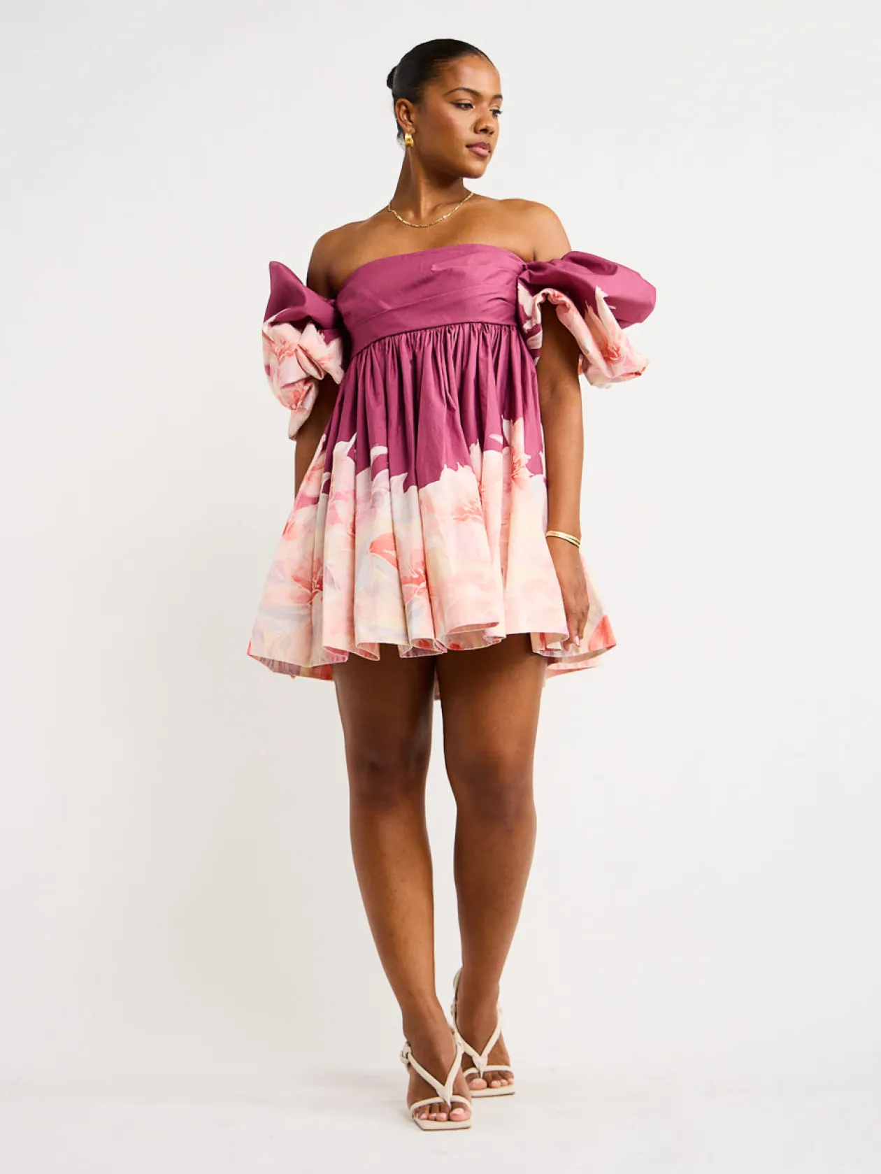 Best Eloise Puff Sleeve Mini Dress In Orient Print In Hibiscus Women Dresses