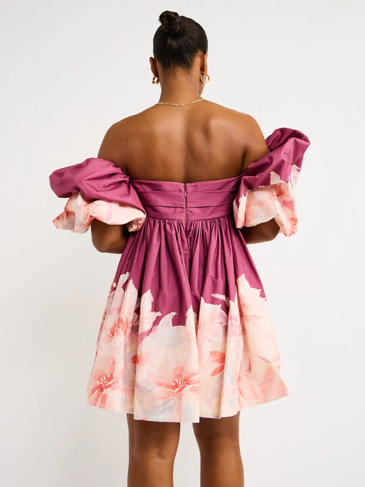 Best Eloise Puff Sleeve Mini Dress In Orient Print In Hibiscus Women Dresses